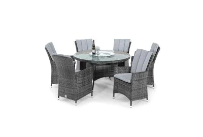 Maze Rattan LA 6 Seat Round Ice Bucket Dining Set - Grey
