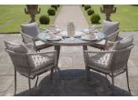 Maze - Monaco Rope Weave 4 Seat Round Dining Set - Cool Linen
