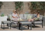 Maze - Vancouver Small Aluminium Corner Dining Set with Square Rising Table & 2 Stools - Dove Grey