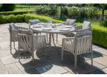 Maze - Rope Weave Milan 6 Seat Oval Dining Set with Lazy Susan - Cool Linen