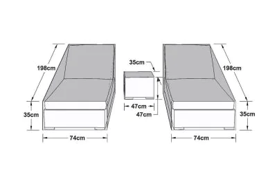 Maze Rattan Double Sunlounger Set Garden Furniture Cover Dimensions