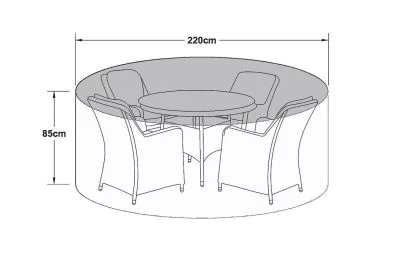 Maze Rattan 4 Seat Round Dining Set Garden Furniture Cover - Dimensions