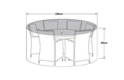 Maze Rattan 6 Seat Round Garden Dining Set - Garden Furniture Cover Dimensions