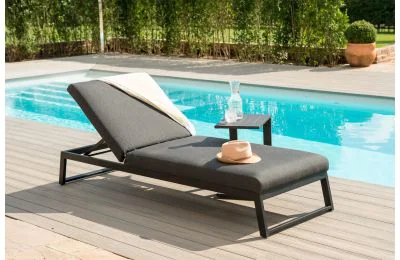 Maze Allure Outdoor Fabric Sun Lounger In Dark - Charcoal Colour