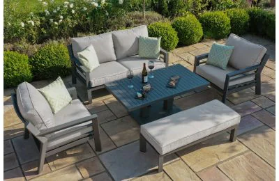 Maze -New York 2 Seat Sofa Set With Rising Table  - Dove Grey