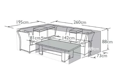 Maze Rattan Henley Corner Dining Set with Rising Table Garden Furniture Cover 