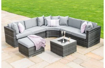 Maze Rattan Barcelona Garden Corner Sofa Set with a Luxury Inset Ice Bucket Coffee Table