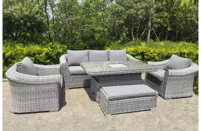 New Cambridge Deluxe 3 Seat Sofa Dining Set With Ice Bucket Rising Table