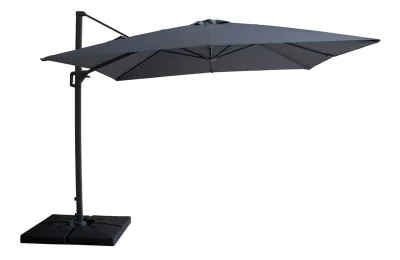 Maze Helios 3m x 3m Square Rotating Cantilever Parasol with Base - Charcoal Grey