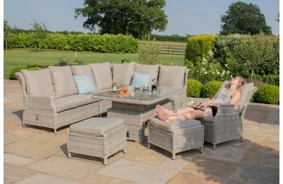 Maze Rattan Cotswolds Reclining Corner Sofa Dining Set With Rising Table 