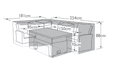 Maze Large Corner Dining Set with Rising Table Garden Furniture Cover