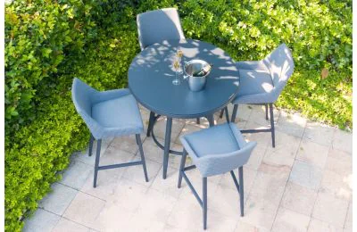 Maze Outdoor Fabric 4 Seat Round Bar Set - Flanelle colour