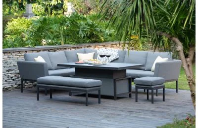 Maze Pulse Rectangula Corner Garden Dining Set With Rising Table