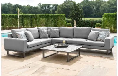 Maze Ethos Outdoor Fabric Large Garden Corner Sofa Set - Flanelle Colour