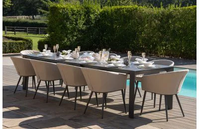 Maze - Outdoor Fabric Ambition 6 - 10 Seat Extending Dining Set + Free Cover