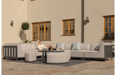 Maze Ibiza Large Corner Sofa Set With Round Coffee Table 