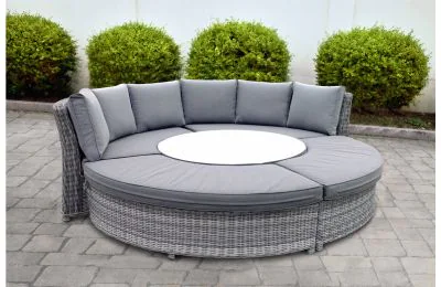 New Cambridge Deluxe Curved Sofa Dining Set & Daybed With Polywood Rising Table Top