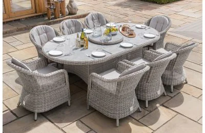 Maze - Oxford 8 Seat Oval Dining Set with Heritage Chairs and Ceramic Glass 