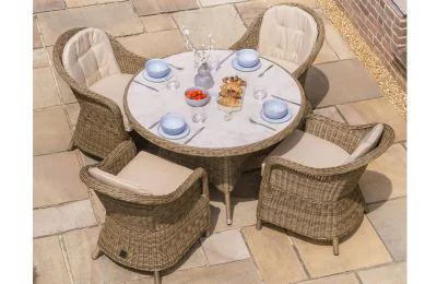 Winchester 4 Seat Round Dining Set - Ceramic Glass