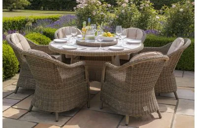 Maze - Winchester 6 Seat Round Dining Set - Heritage Chairs & Ceramic Glass