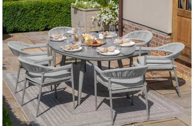 Maze - Rope Weave Florence 6 Seat Oval Dining Set with Lazy Susan 