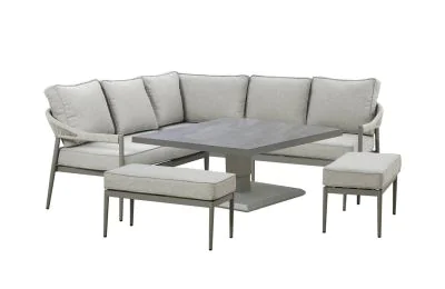 Maze - Rope Weave Florence Corner Dining Set with Square Rising Table& 2 Benches