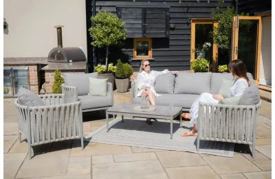 Maze - Rope Weave Milan Small Corner Sofa Set with 2 armchairs - White Out