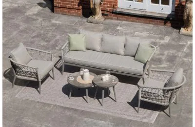 Maze - Rope Weave Monaco 3 Seat Sofa Set - Cool Linen