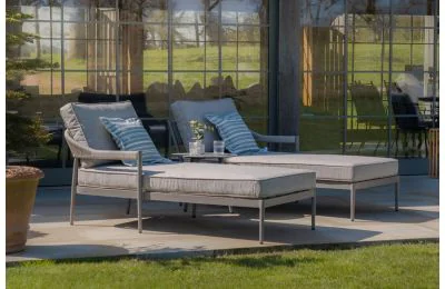 Maze - Florence Rope Weave Double Sun loungers With Round Coffee Table