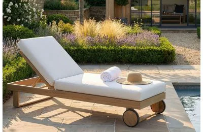 Maze - New York Aluminium Single Sunlounger - Wood Effect