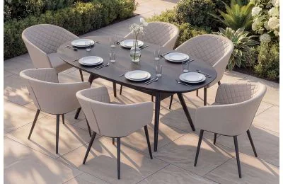 Maze Ambition 6 Seat Oval Dining Set in Flanelle 1