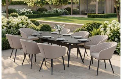 Maze Ambition Outoor Fabric 8 Seat Oval Garden Dining Set - Oatmeal