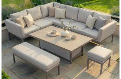 Maze Pulse Rectangula Corner Garden Dining Set With Rising Table