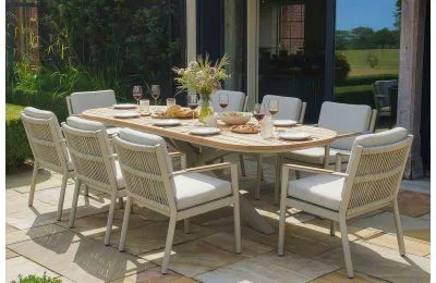 Maze - Sicily Rope Weave 6 Seat Rectangular Dining Set - Latte