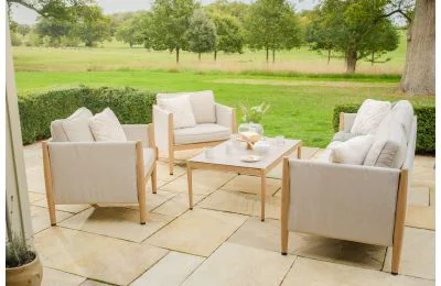 Maze - Burford 3 Seat Aluminium Sofa Set - Almond