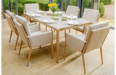 Maze - Burford 6 Seat Aluminium Rectangular Dining Set - Almond