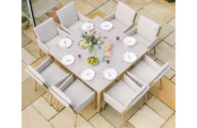 Maze - Burford 8 Seat Aluminium Square Dining Set - Almond