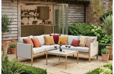 Maze - Burford Small Aluminium Corner Sofa Set - Almond