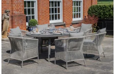 Maze - Maldives Rope Weave 6 Seat Oval Dining Set with Lazy Susan