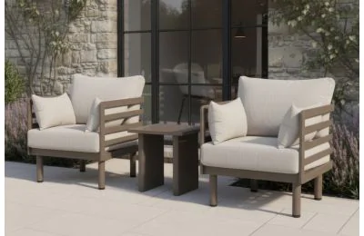 Maze - Metro Aluminium Garden Lounge Set with Square Coffee Table - Café Almond