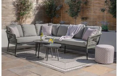 Maze - Rope Weave Monaco  Large Corner Sofa Set - Ivy Green