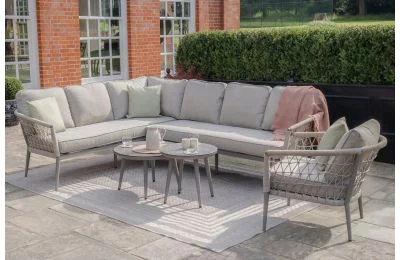 Maze - Rope Weave Monaco  Large Corner Sofa Set with Armchair - Cool Linen