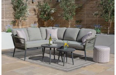 Maze - Rope Weave Monaco Small Corner Sofa Set - Ivy Green