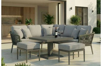 Maze - Monaco Rope Weave Large Corner Sofa Set with 2 Armchairs - Ivy Green