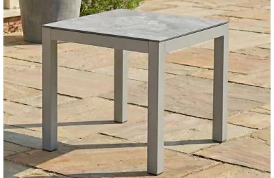 Maze - Montreal Aluminium Square Garden Side Table - Cool Linen