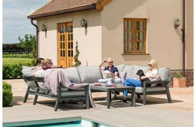 Maze- New York U-Shaped  Garden Corner Sofa Set - Dove Grey