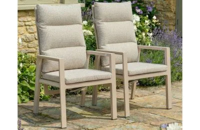 Maze - Pair of Valencia Reclining Aluminium Dining Chairs - Latte