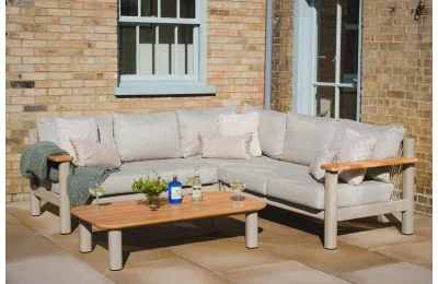 Maze - Sicily Rope Weave Small Corner Sofa Set with Coffee Table - Latte