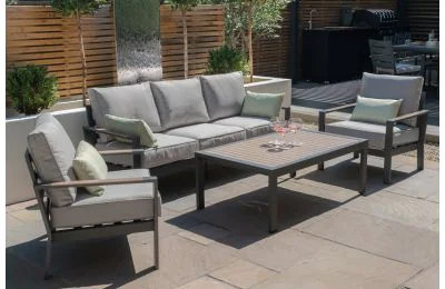 Maze - Vancouver 3 Seat Aluminium Sofa Set with Rectangular Coffee Table - Dove Grey