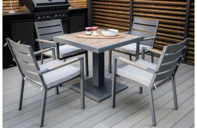 Maze - Vancouver 4 Seat Aluminium Square Dining Set - Dove Grey